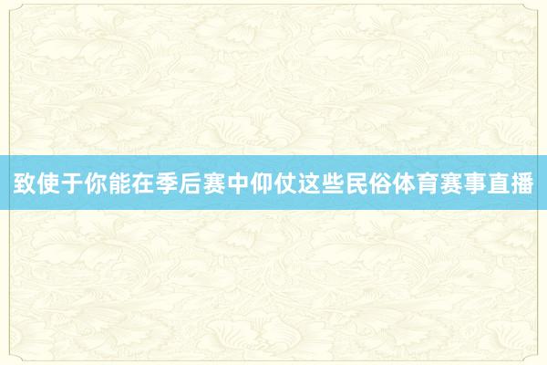 致使于你能在季后赛中仰仗这些民俗体育赛事直播