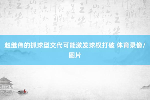 赵继伟的抓球型交代可能激发球权打破 体育录像/图片