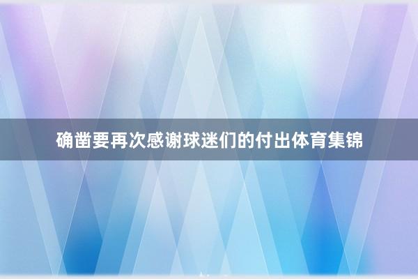 确凿要再次感谢球迷们的付出体育集锦