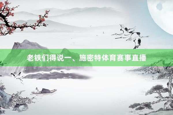 老铁们得说一、施密特体育赛事直播