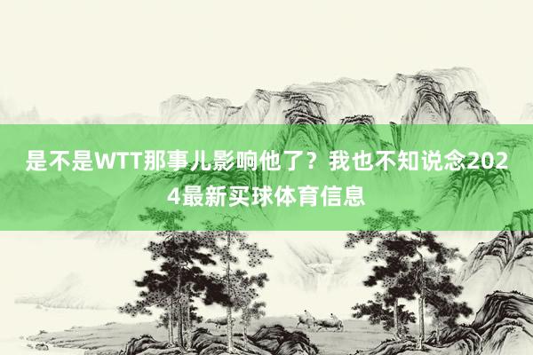 是不是WTT那事儿影响他了？我也不知说念2024最新买球体育信息