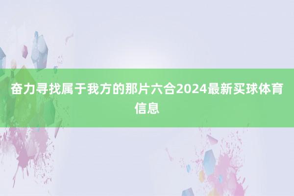 奋力寻找属于我方的那片六合2024最新买球体育信息