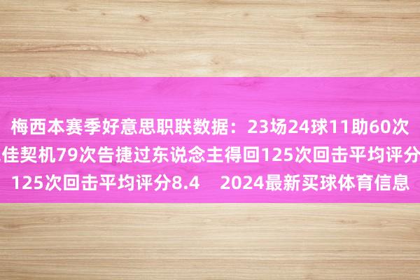 梅西本赛季好意思职联数据:23场24球11助60次关节传球创造22次绝佳契机79次告捷过东说念主得回125次回击平均评分8.4 2024最新买球体育信息