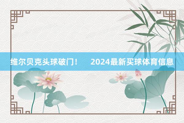 维尔贝克头球破门! 2024最新买球体育信息