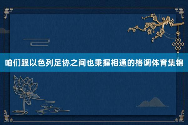 咱们跟以色列足协之间也秉握相通的格调体育集锦