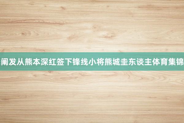 阐发从熊本深红签下锋线小将熊城圭东谈主体育集锦