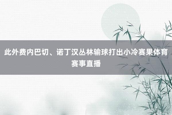 此外费内巴切、诺丁汉丛林输球打出小冷赛果体育赛事直播