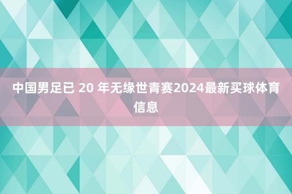 中国男足已 20 年无缘世青赛2024最新买球体育信息