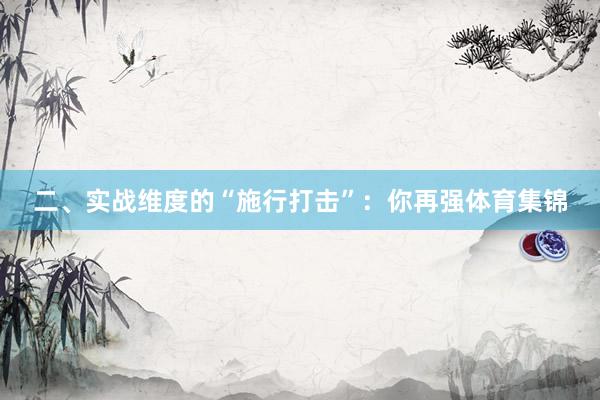 二、实战维度的“施行打击”：你再强体育集锦