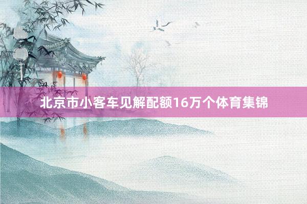 北京市小客车见解配额16万个体育集锦