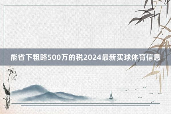 能省下粗略500万的税2024最新买球体育信息