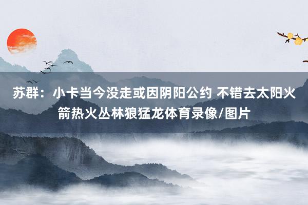 苏群：小卡当今没走或因阴阳公约 不错去太阳火箭热火丛林狼猛龙体育录像/图片