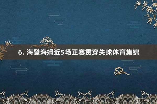 6. 海登海姆近5场正赛贯穿失球体育集锦