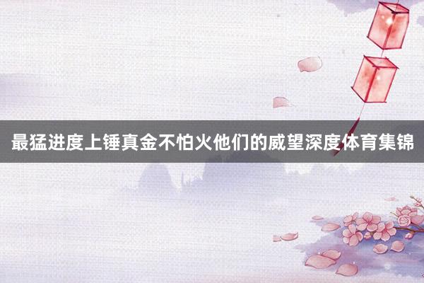 最猛进度上锤真金不怕火他们的威望深度体育集锦