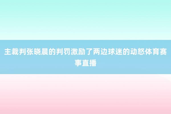 主裁判张晓晨的判罚激励了两边球迷的动怒体育赛事直播