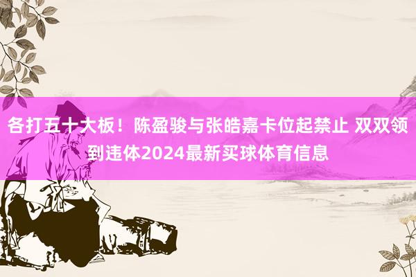 各打五十大板！陈盈骏与张皓嘉卡位起禁止 双双领到违体2024最新买球体育信息